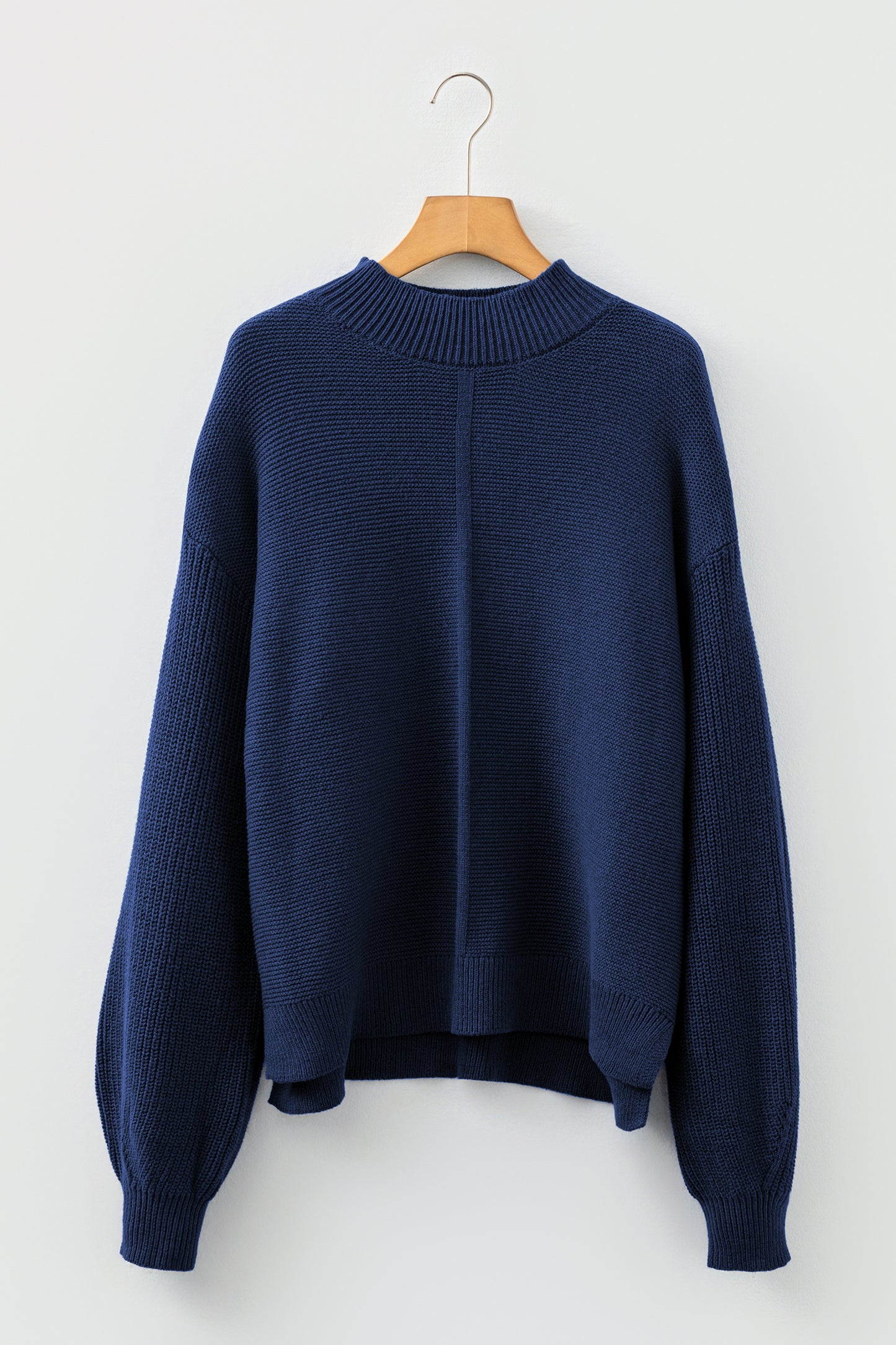 Solid Front Seam Drop Shoulder Sweater