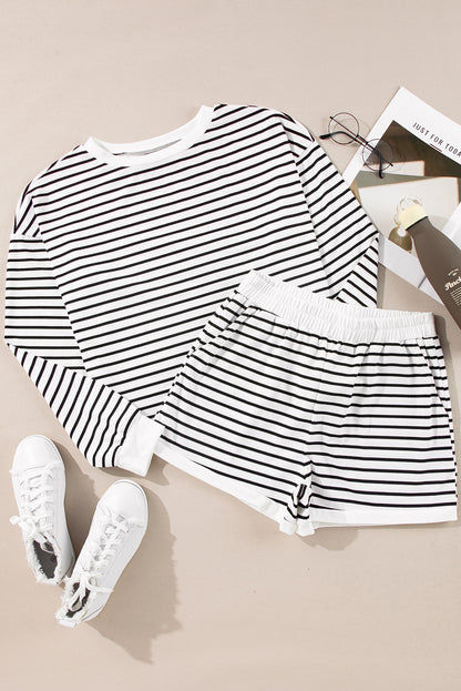 Stripe Texture Top and Shorts Set