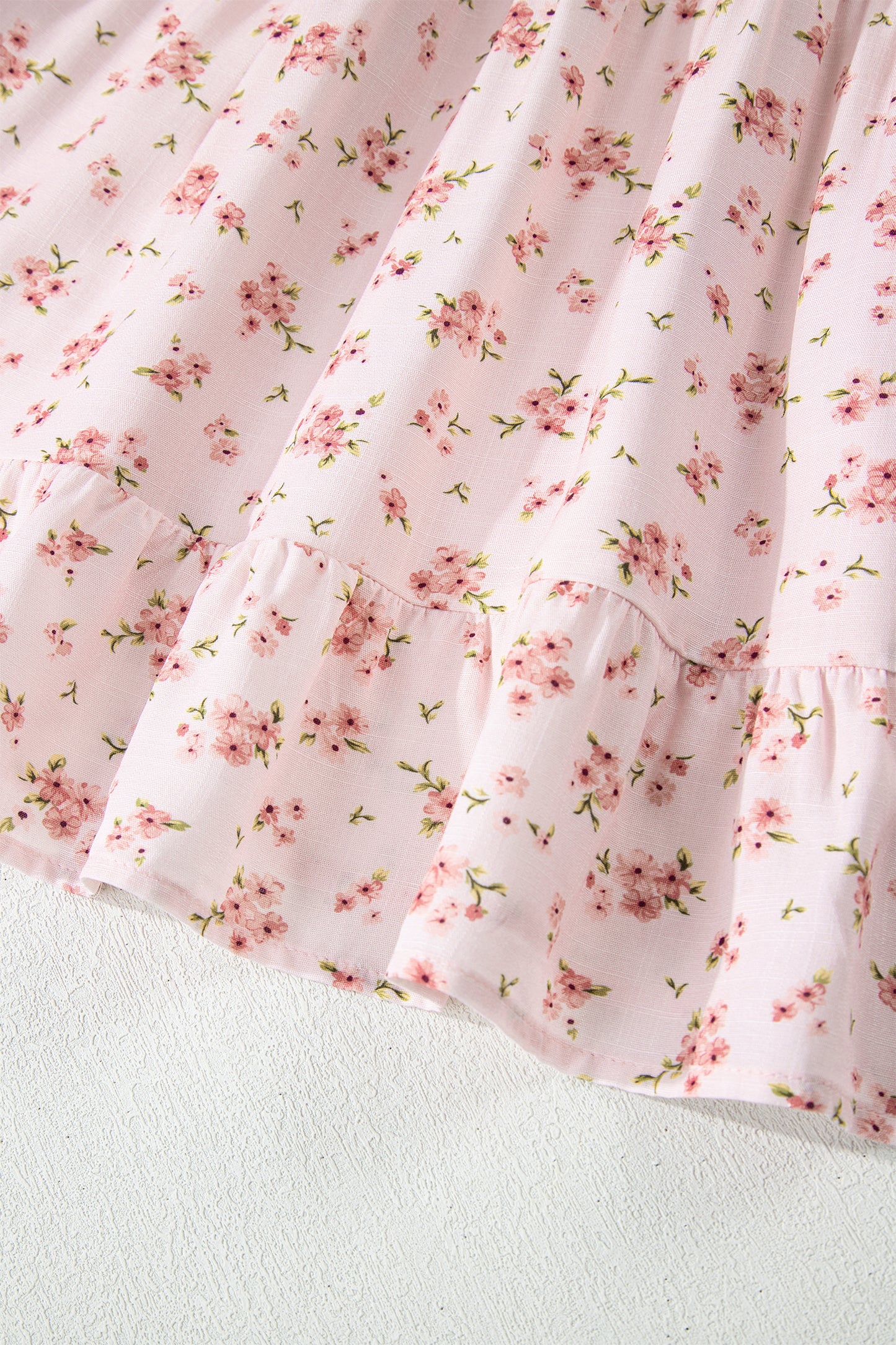 Floral Front Tie Shirred Waist Ruffle Mini Dress