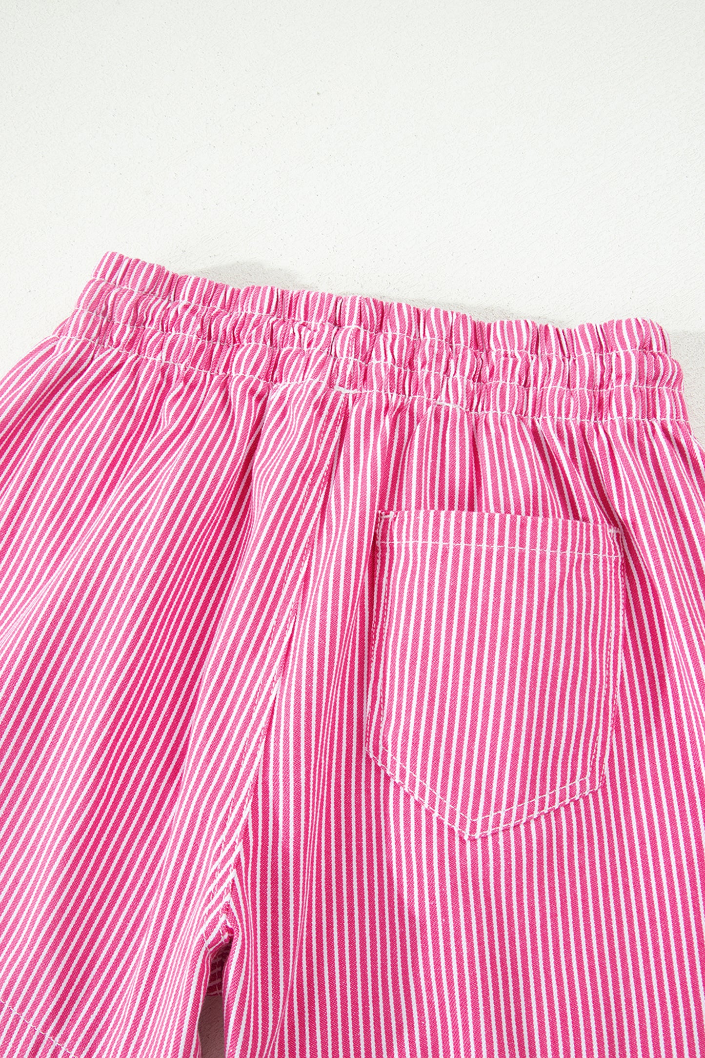 Stripe Denim Drawstring Elastic Waist Shorts