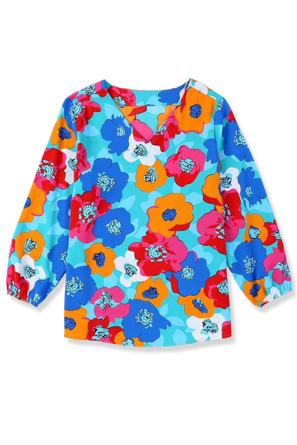 Floral V-Neck 3/4 Sleeve Blouse