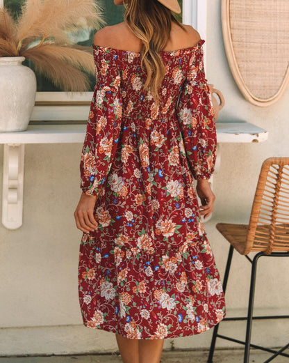 Floral Smocked Belted Midi Dress