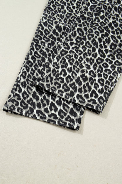Leopard High Waist Barrel Leg Jeans