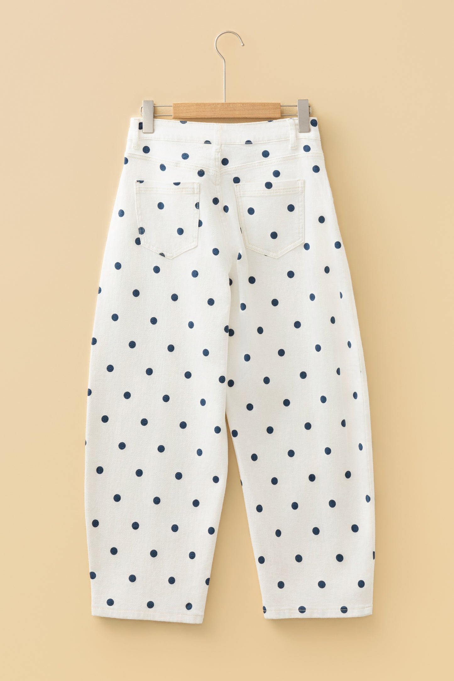 Polka Dot Tailored Seam Ankle Length Jeans