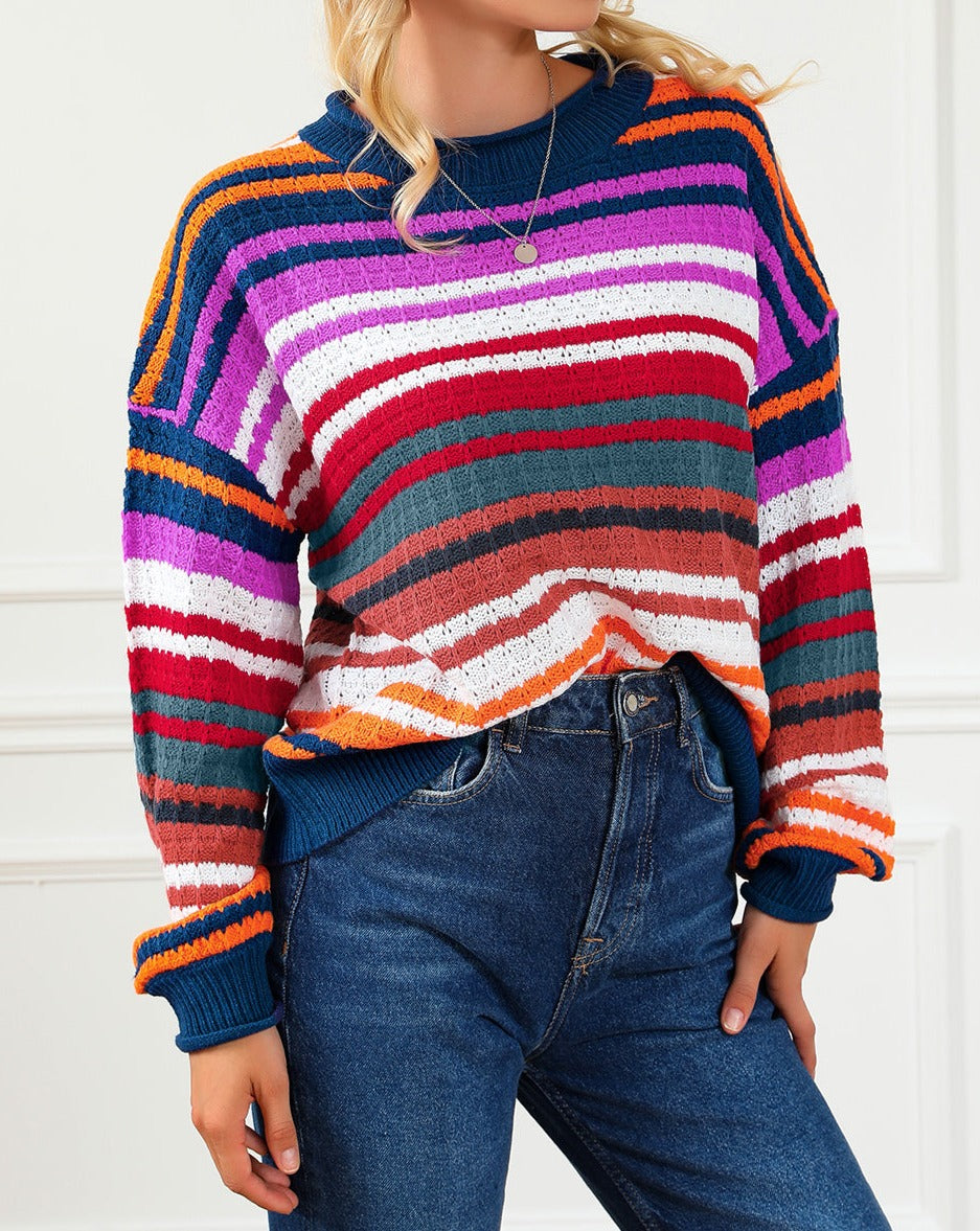 Stripe Rolled Edge Sweater