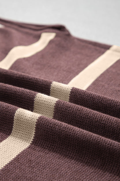 Plus Size Stripe Short Sleeve Sweater Knit Top