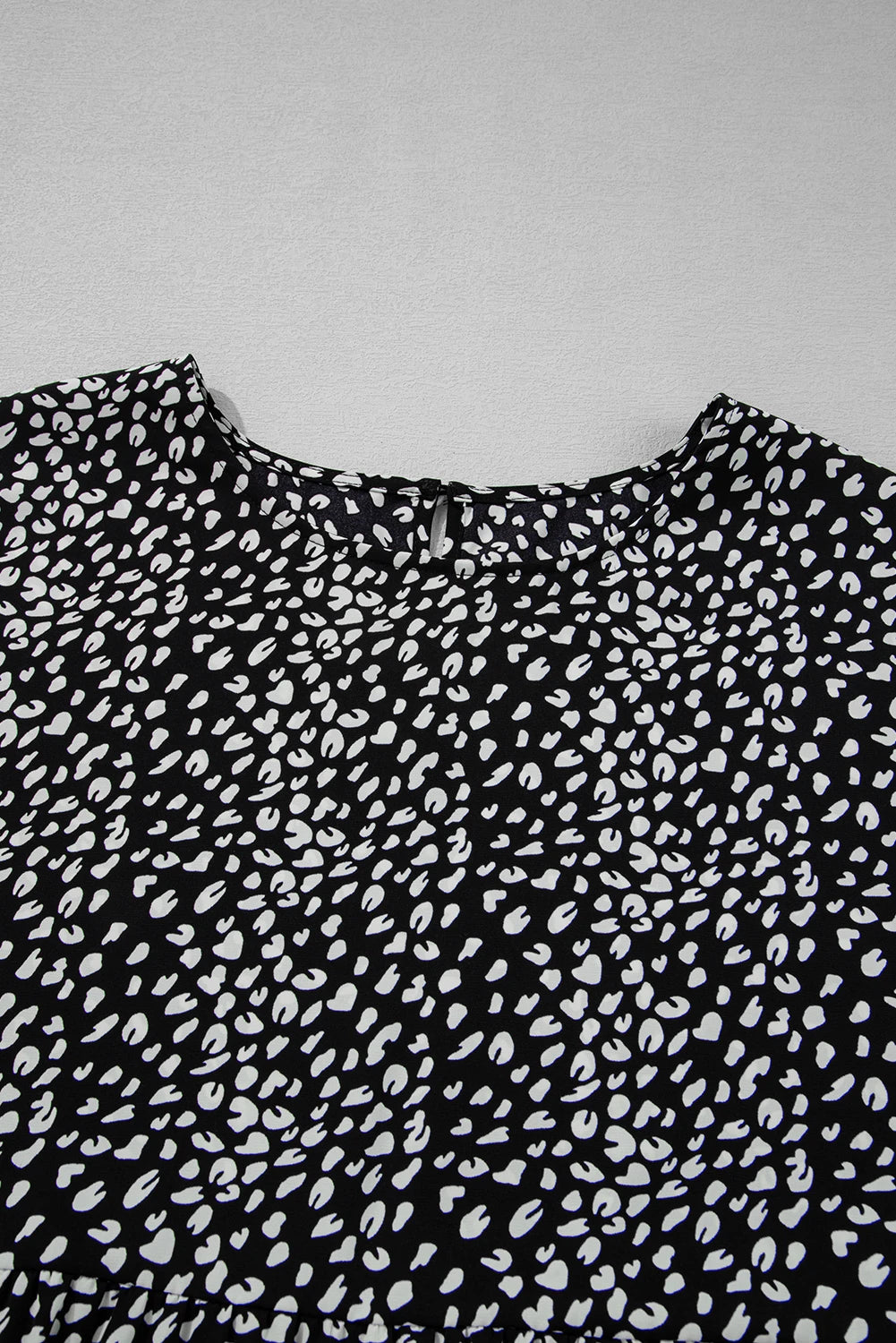 Plus Size Leopard Ruffle Tiered Keyhole Blouse