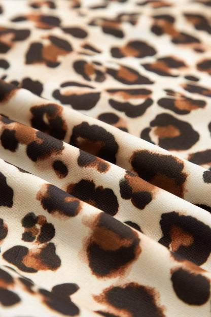 Leopard Stripe Trim V-Neck Mini Dress