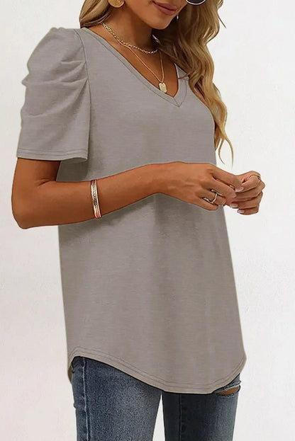 Puff Sleeve V-Neck T-Shirt