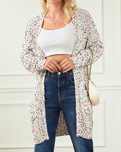 Dotted Popcorn Open Front Cardigan