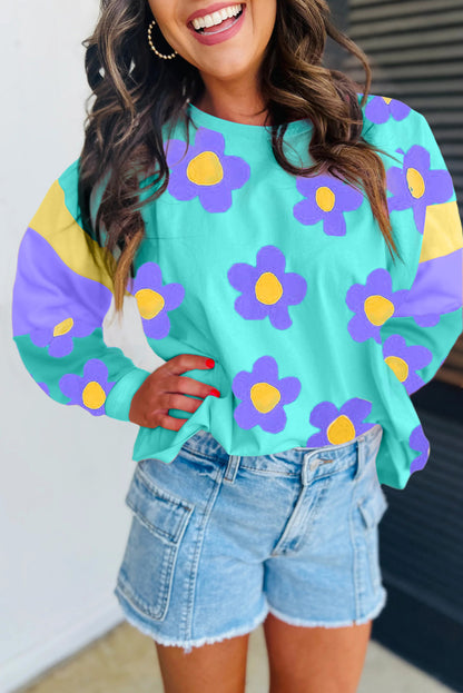 Floral Colorblock Long Sleeve Top