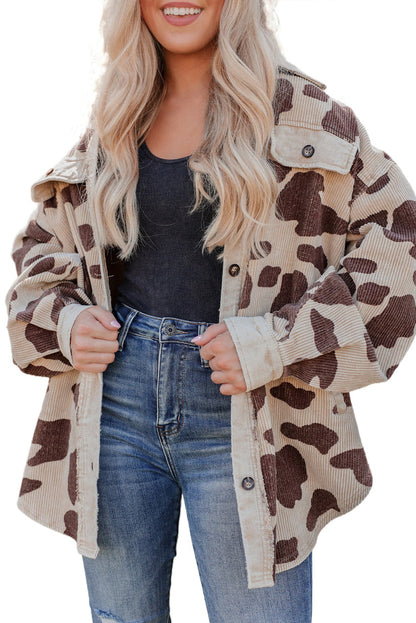 NEW! Cow Spots Printed Corduroy Shacket