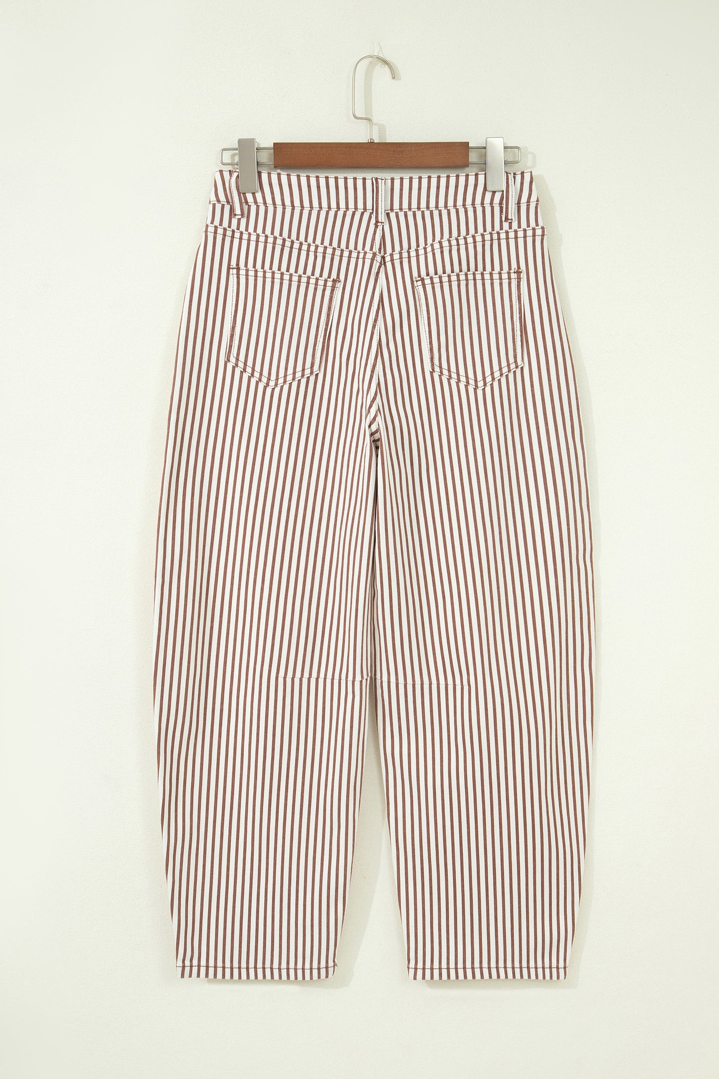 Stripe Denim High Waist Barrel Leg Jeans