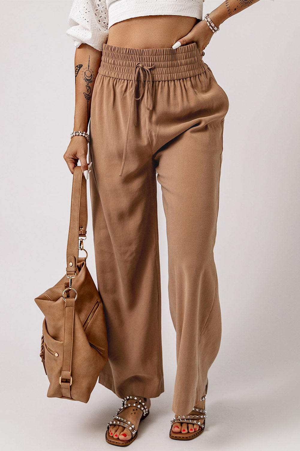 Drawstring Elastic Waist Pants