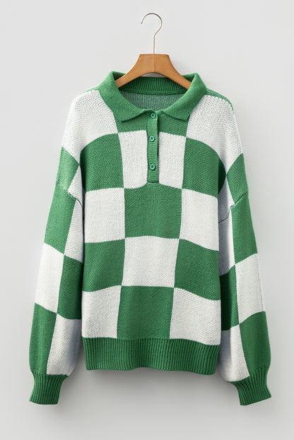 Checker Collared Long Sleeve Sweater