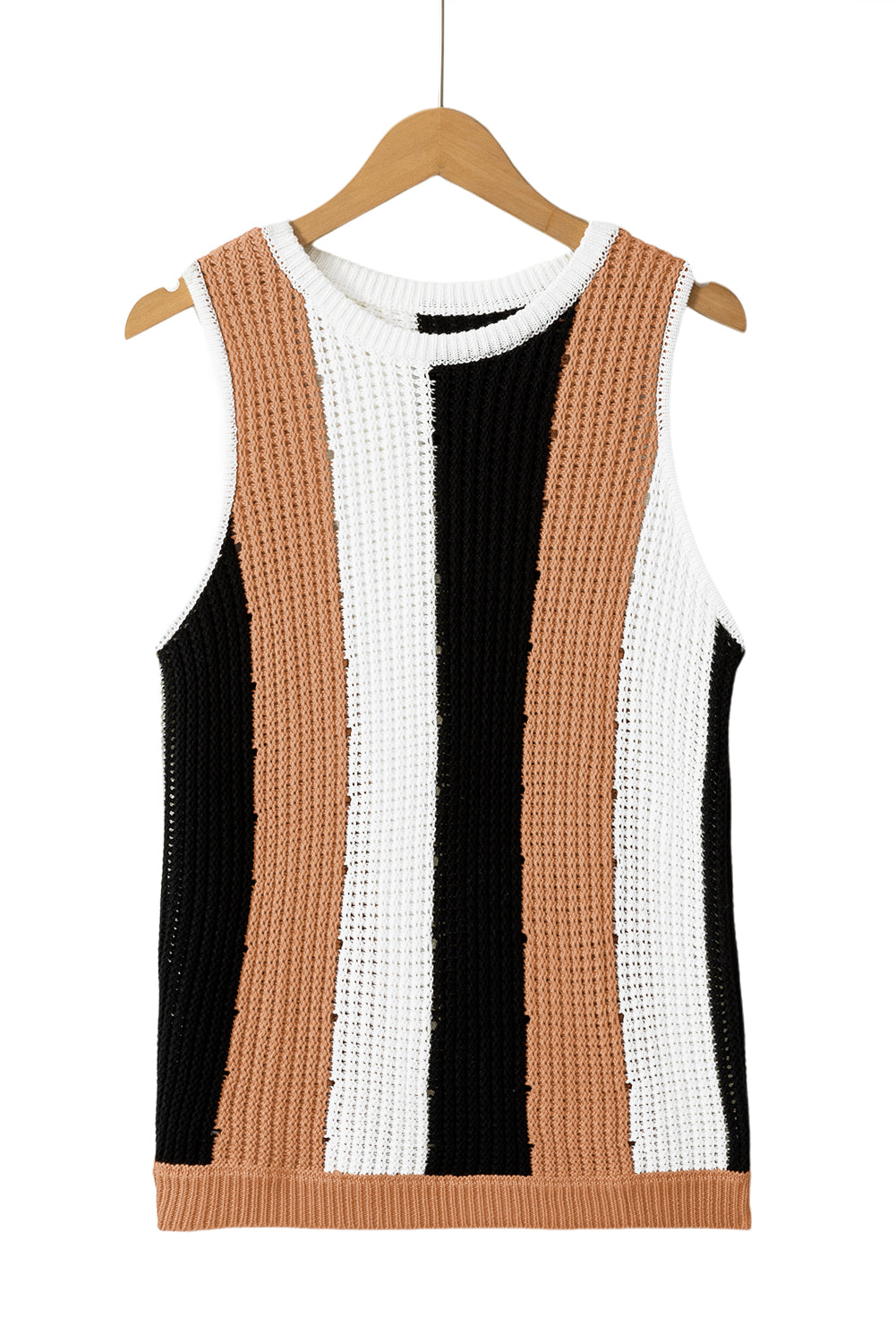 Stripe Sleeveless Sweater Knit Top