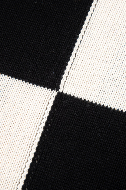 Plus Size Checker Drop Shoulder Open Front Cardigan