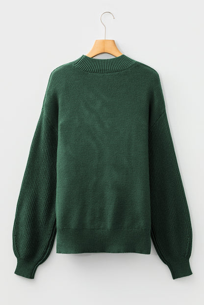 Solid Front Seam Drop Shoulder Sweater
