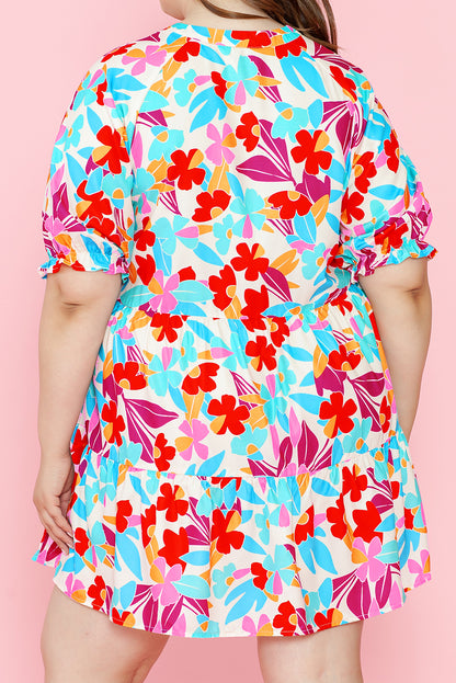 Floral Tiered V-Neck Dress Plus Size