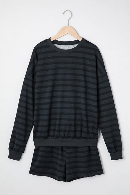 Stripe Long Sleeve Top & Shorts Set