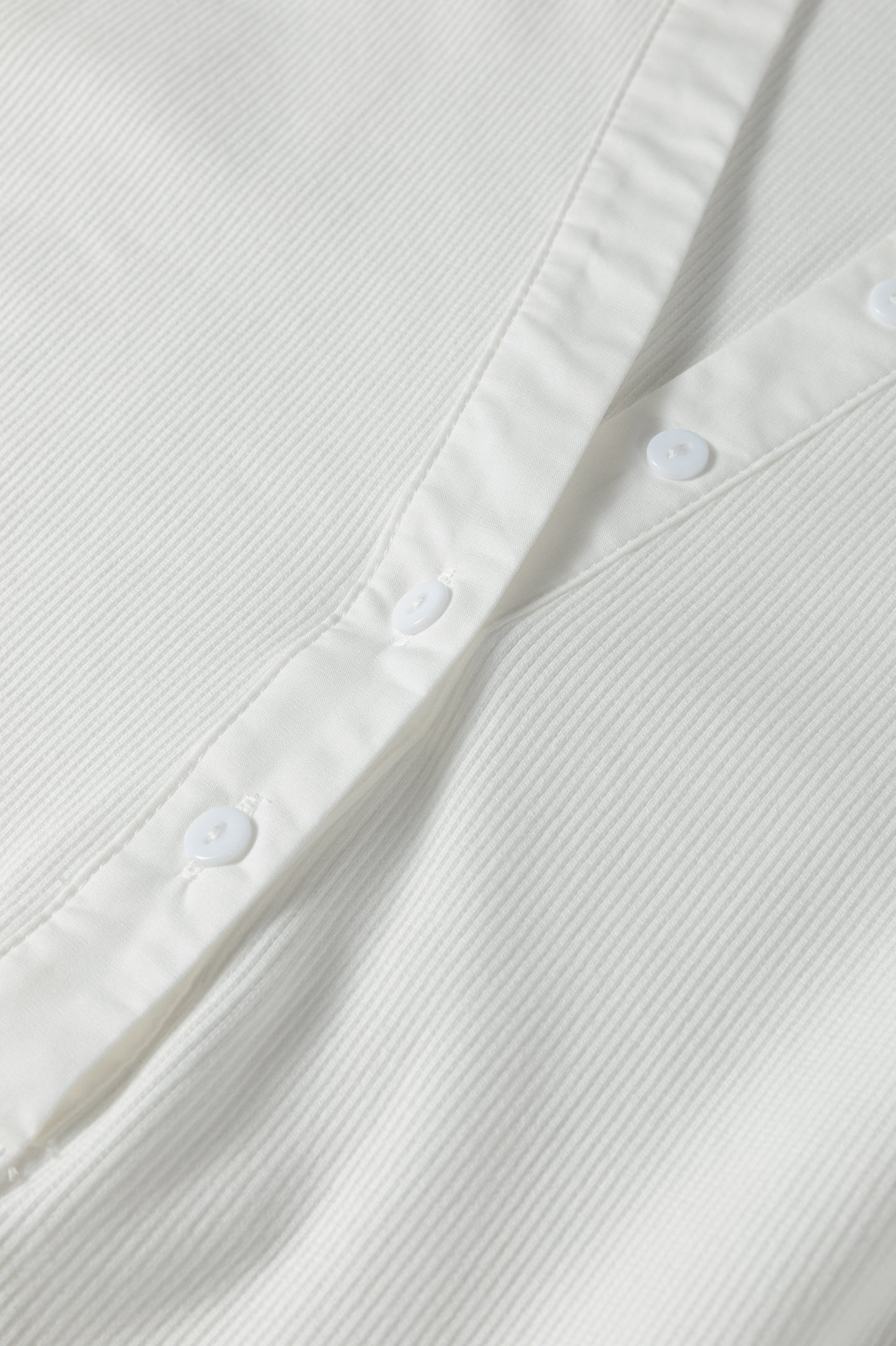 Stripe Patchwork Buttoned V-Neck Ribbed Knit Top