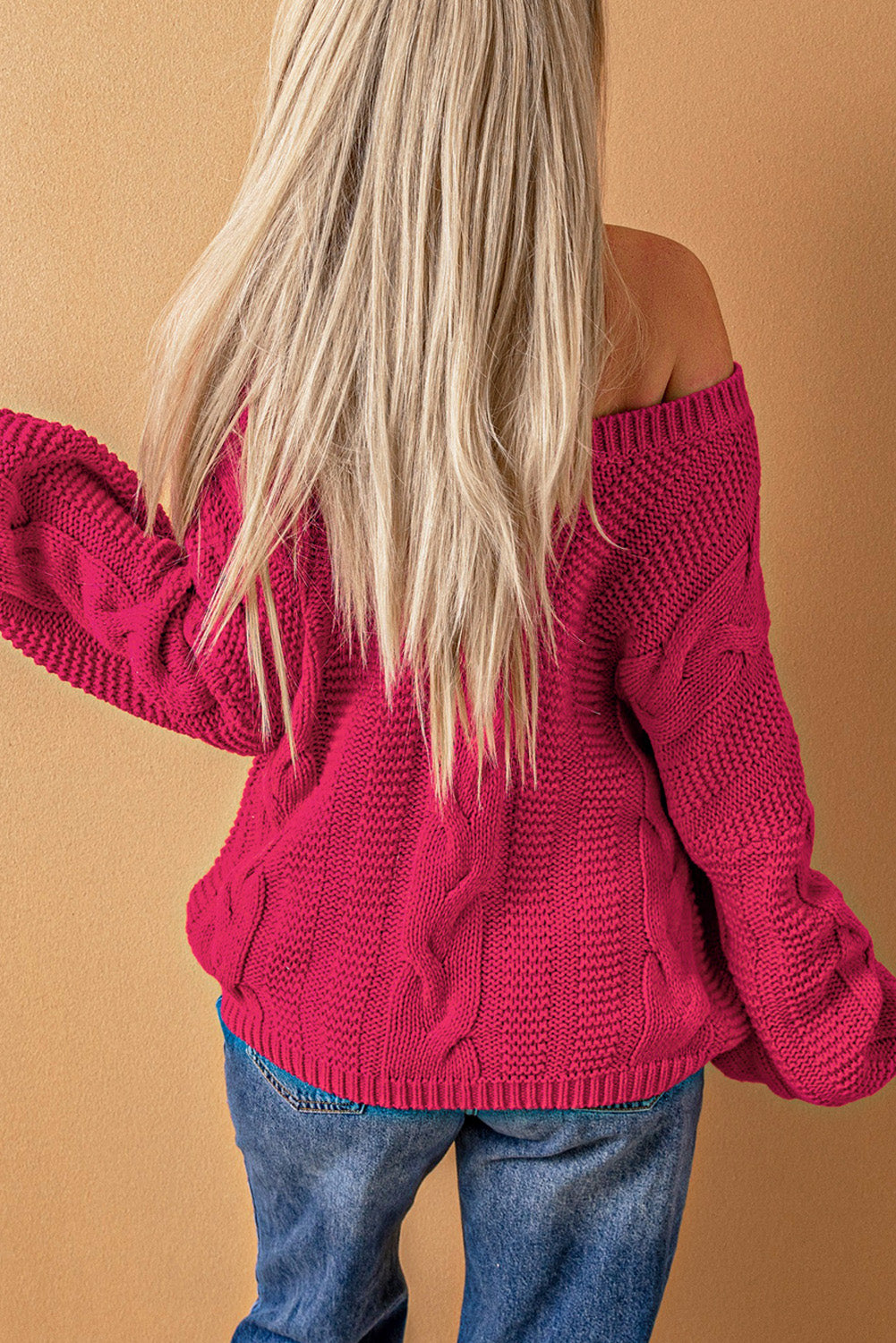 Cable Knit Puff Sleeve Sweater