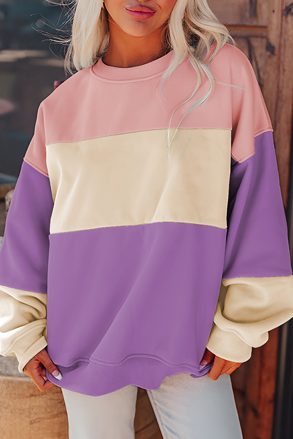 Colorblock Drop Shoulder Sweatshirt