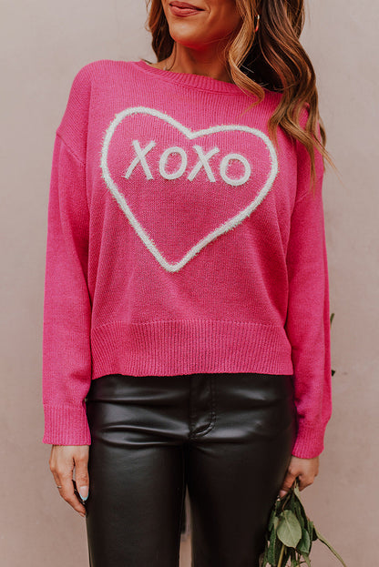 Heart XOXO Drop Shoulder Sweater