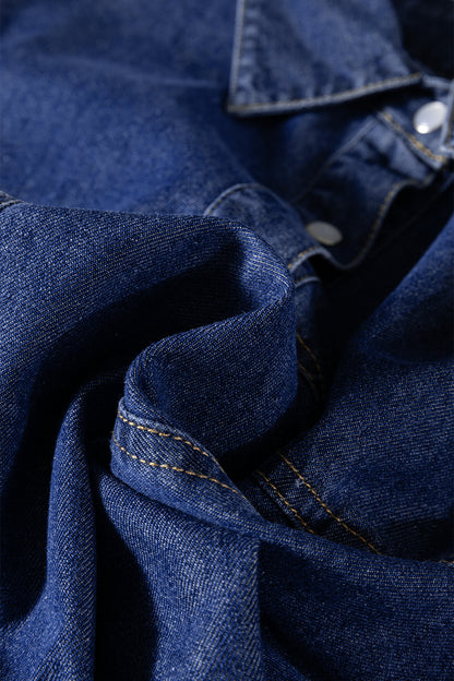 Denim Shirt Collar Long Sleeve Mini Dress