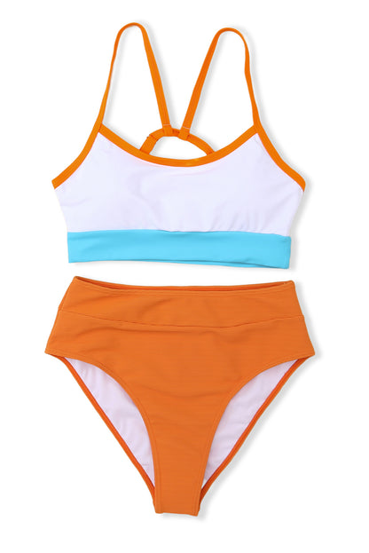 Colorblock High Waist Bikini Swimsuit