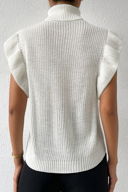 Cable Flutter Sleeve Turtleneck Sweater