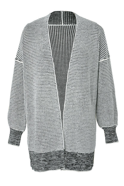 Plaid Knit Open Front Cardigan