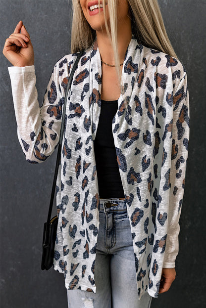 Leopard Open Front Draped Cardigan