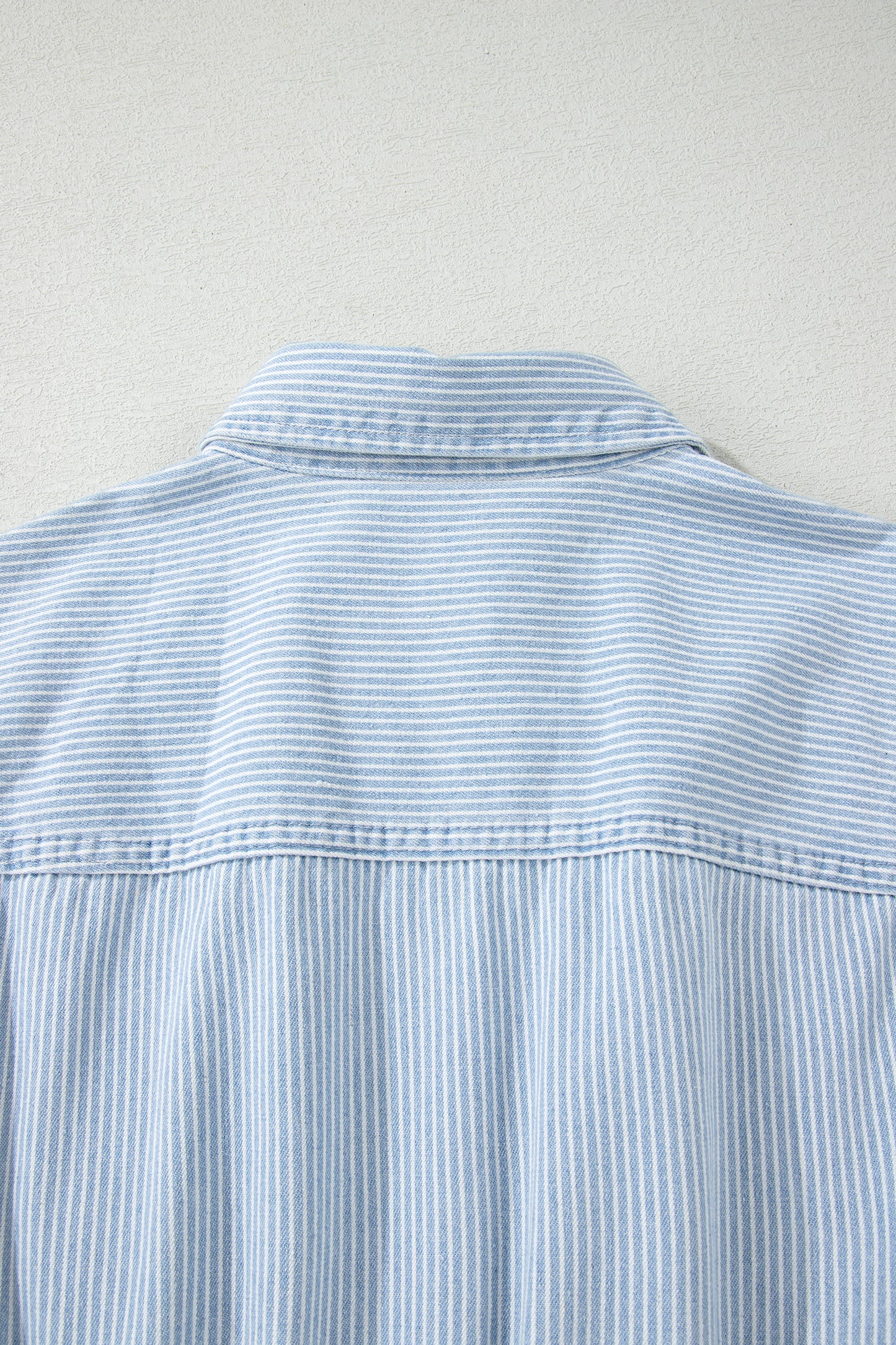 Stripe Denim Collared Button-Front Sleeveless Dress