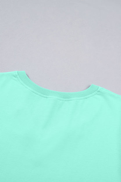 Solid V-Neck Short Puff Sleeve Blouse