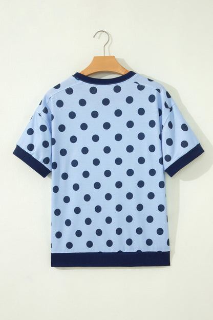 Colorblock Polka Dot Short Sleeve Tee