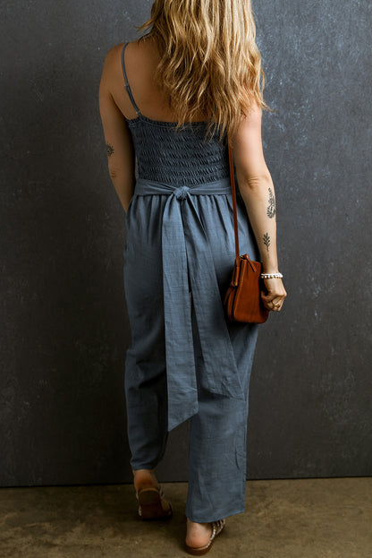 Smocked Wide Leg Jumpsuit