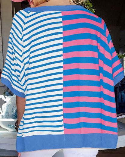 Stripe Colorblock Oversized T-Shirt