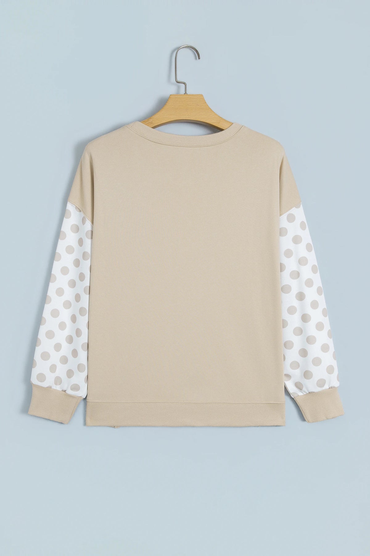 Polka Dot Patchwork Drop Shoulder Sweatshirt