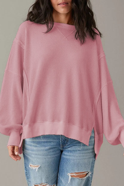 Waffle Knit Oversized Sweatshirt