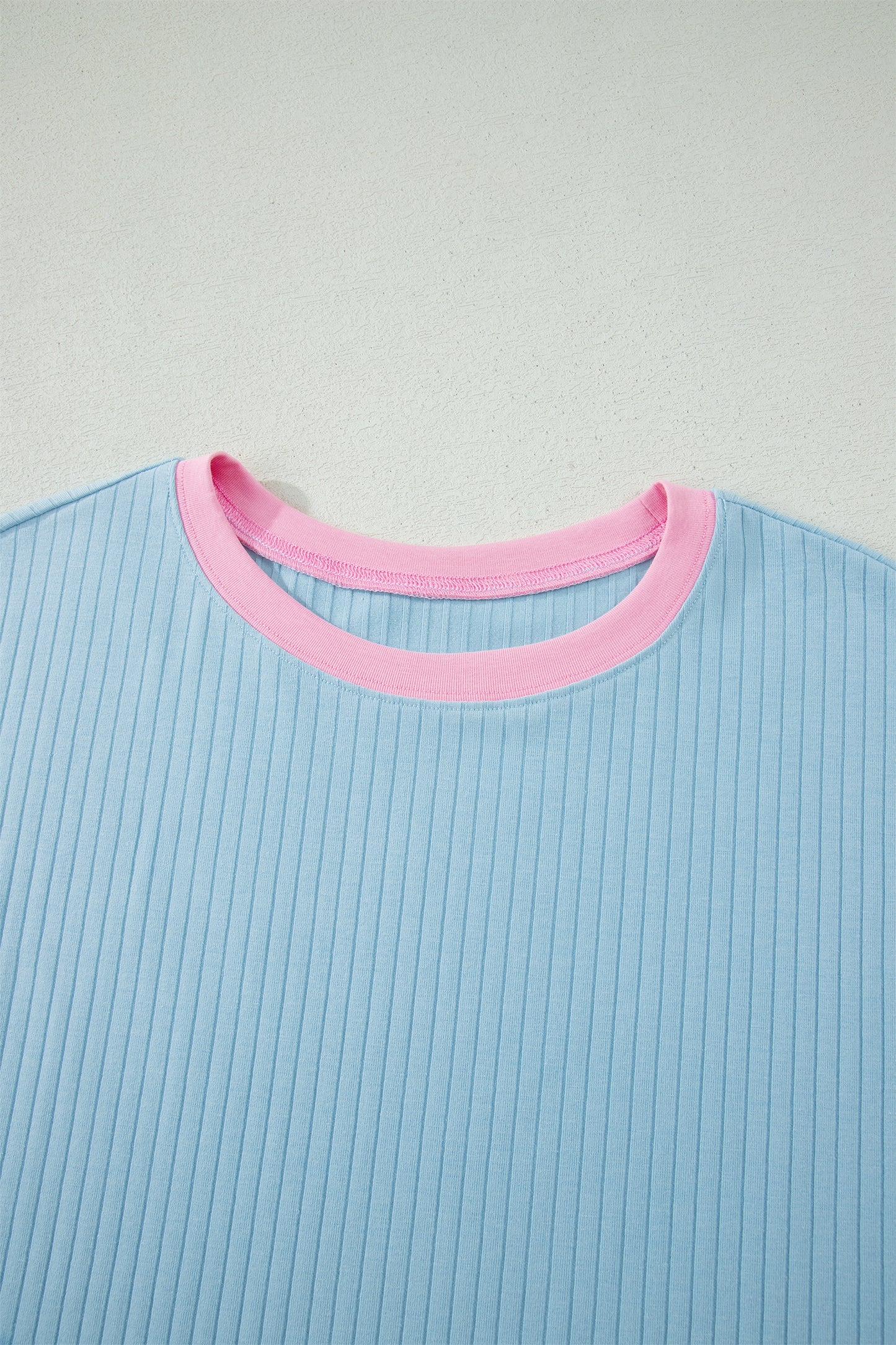 Colorblock Trim Ribbed Top & Shorts Set