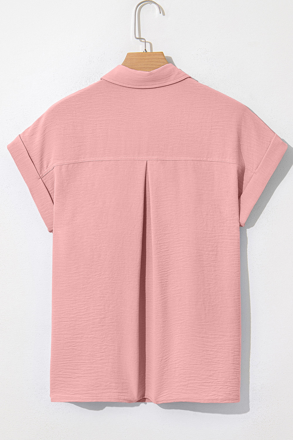 Solid Cuffed Short Sleeve Buttoned Shirt