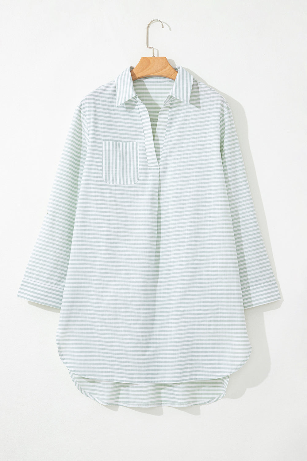 Stripe Collared Beach Cover-Up