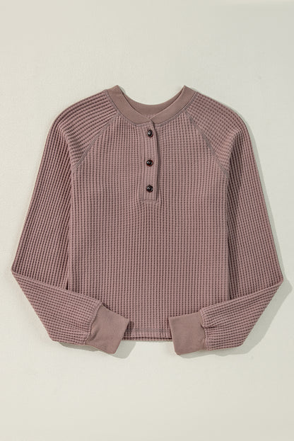 Waffle Henley Long Sleeve Top