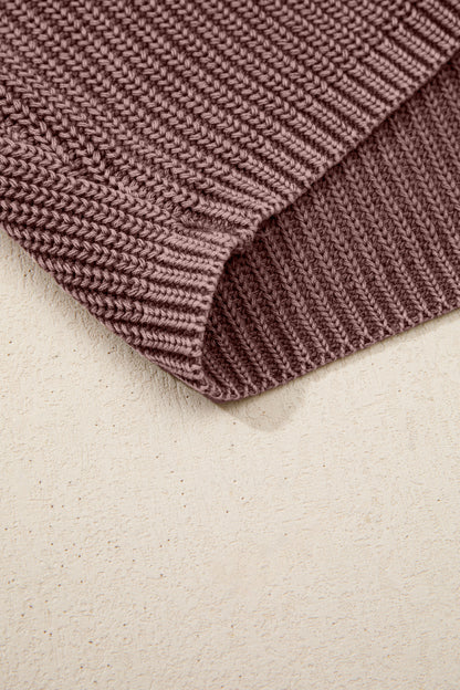 Mineral Wash Buttoned Polo Collar Knit Sweater