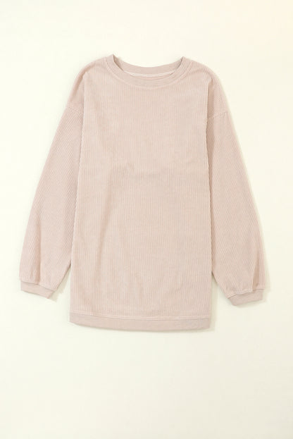 Ribbed Long Sleeve Oversized Sweatshirt