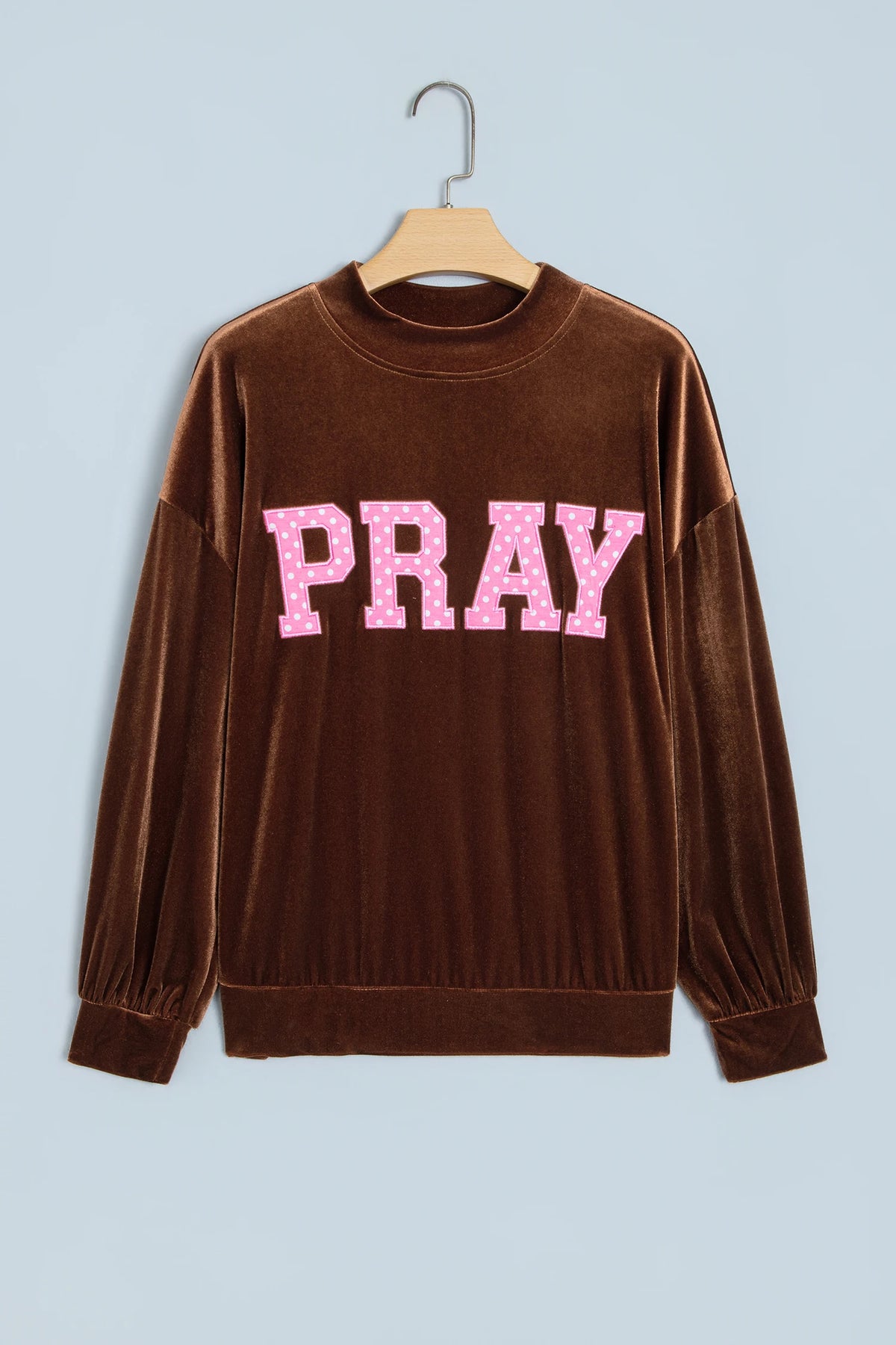 Christmas MERRY/PRAY Polka Dot Letter Print Velvet Sweatshirt