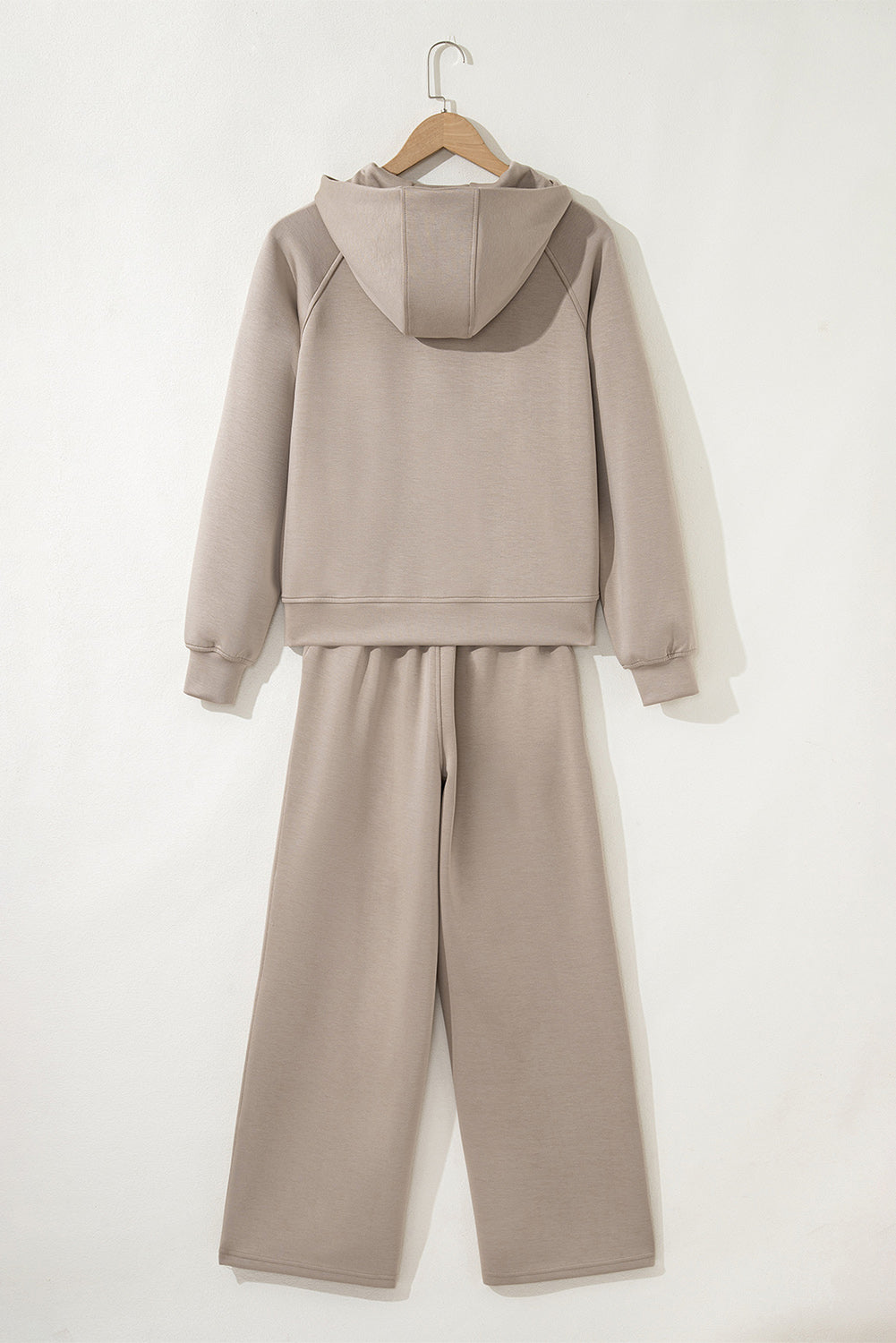 Solid Half-Zip Hoodie and Pants Set