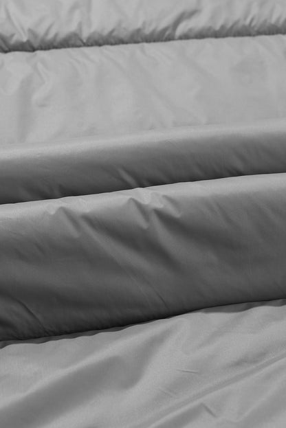 Solid Quilted Long Hooded Vest Coat