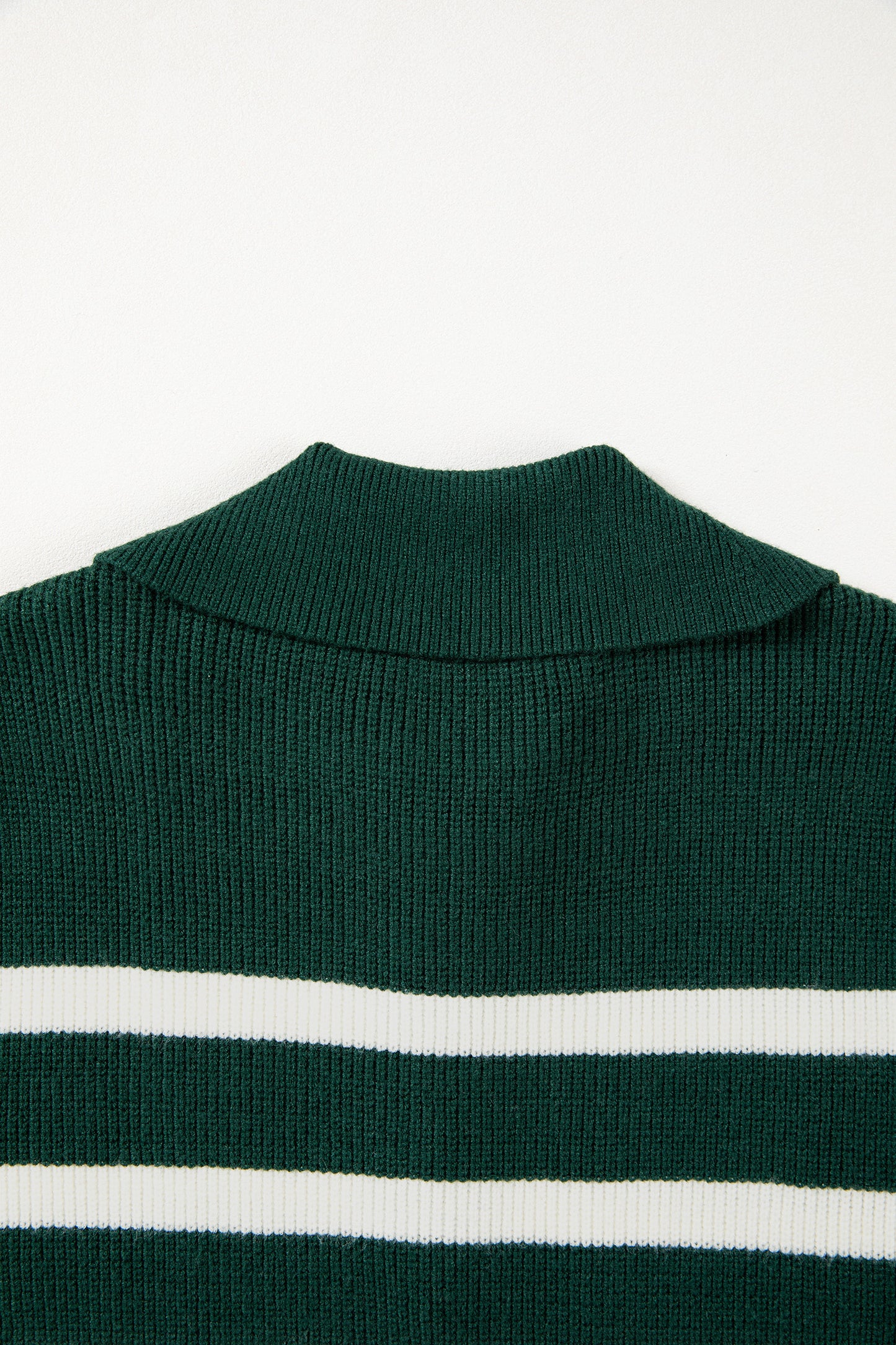 Stripe Ribbed Half-Zip Collar Sleeveless Sweater